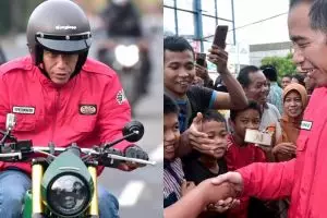 10 Aksi Jokowi naik motor terbarunya ke pasar tradisional