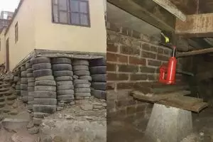 10 Potret bangunan ditopang barang seadanya, bikin takut ambruk