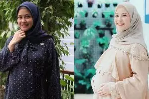 8 Adu gaya Revalina S Temat dan Natasha Rizky saat hamil tua
