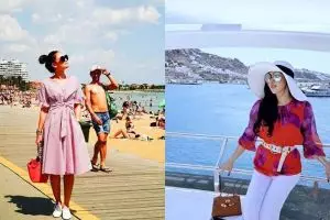 10 Adu gaya Luna Maya dan Syahrini saat liburan, kece abis