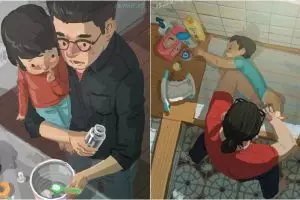 30 Ilustrasi gambarkan perjuangan jadi ayah tunggal, bikin terenyuh