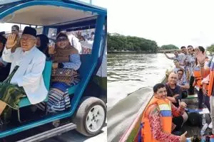 10 Adu aksi gaya blusukan Ma'ruf Amin & Sandiaga Uno jelang Pilpres