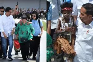 Momen Iriana Jokowi gendong bocah Papua naiki 105 anak tangga