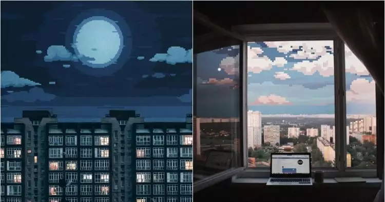 10 Panorama langit disajikan dalam seni pixel 8-bit, kece abis