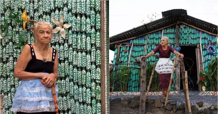 12 Foto rumah botol plastik bikinan nenek 87 tahun ini keren abis