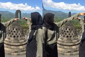 Minta tangannya pas di candi, 15 editan foto cewek ini kocak abis