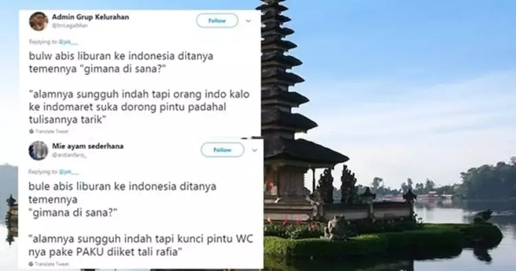 15 Cuitan lucu pengalaman bule liburan di Indonesia bikin ngakak