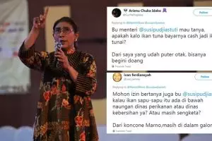20 Cuitan lucu tanya nama ikan ke Menteri Susi ini kocak pol