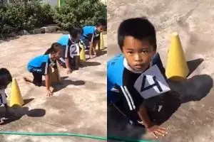 Alasan anak SD telat start saat ujian olahraga lari ini polos