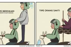10 Komik lucu tipe duduk penumpang ojek online, bikin ngakak