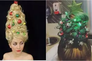13 Kreasi rambut mirip pohon Natal ini nyentrik abis