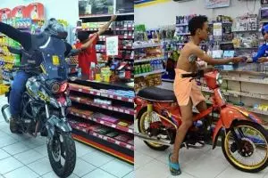 8 Kelakuan nyeleneh pembeli di minimarket, bawa motor masuk