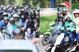 Prabowo naik ojek online, helm dan sepeda motornya jadi sorotan