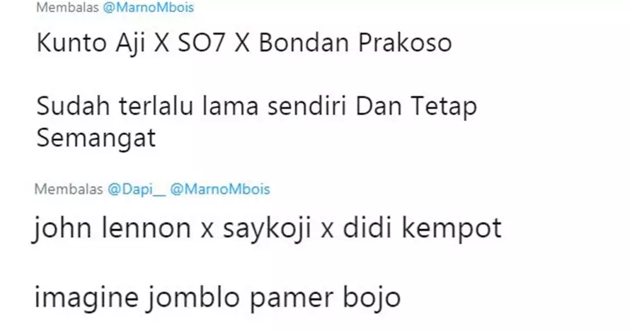 15 Cuitan lucu kombinasi 'judul lagu' ini bikin perut mules