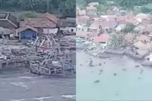 10 Potret Kalianda Lampung Selatan dari udara pasca tsunami Banten