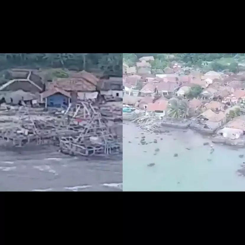 10 Potret Kalianda Lampung Selatan dari udara pasca tsunami Banten