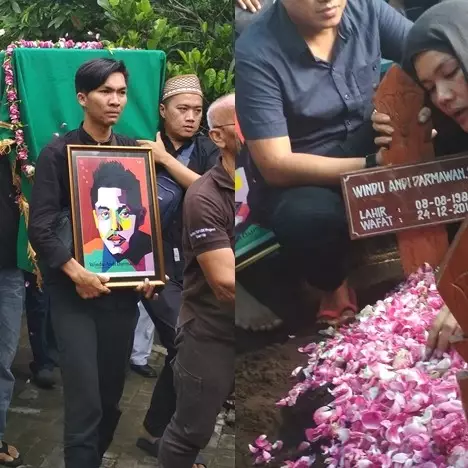 Suasana pemakaman Andi, drummer Seventeen penuh isak tangis