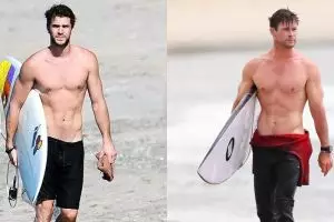 8 Adu gaya Chris & Liam Hemsworth, perut sixpack bikin gagal fokus