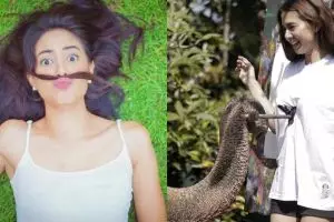 10 Aksi kocak Aurelie Moeremans, yang sama gajah bikin ngakak