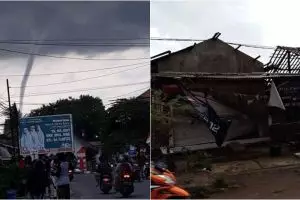 10 Potret ganasnya angin puting beliung Panguragan Cirebon