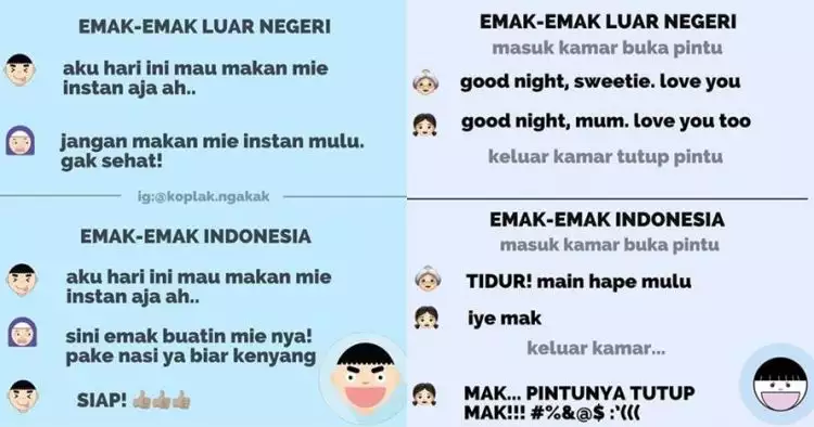 8 Chat lucu 'emak Indonesia vs emak luar negeri', bikin nyengir