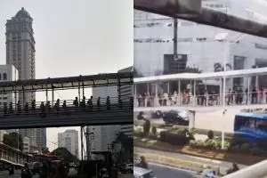 Viral, pemandangan di JPO ini bukti orang Indonesia bisa antre