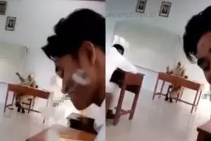 Viral aksi siswa merokok di depan guru sedang mengajar, miris
