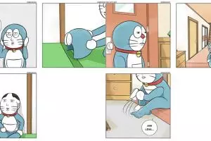10 Komik strip lucu di balik kerja keras Doraemon, bikin ngakak