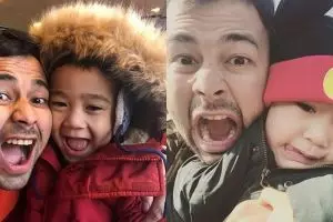 Tirukan gaya foto Raffi Ahmad, aksi Rafathar bikin gemas