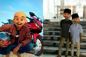 12 Editan foto Upin Ipin traveling ini bikin susah nahan tawa