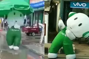 15 Aksi maskot smartphone ini kocak, ada joget sama ondel-ondel