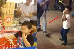 7 Reaksi lucu bocah diusili penjual es krim, mau ketawa tapi kasihan