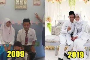 Dicomblangin dari SMP, sejoli ini nikah beneran usai 10 tahun