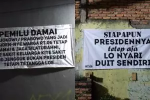 Spanduk pemilu damai ini kocak, sakit yang jenguk bukan presiden