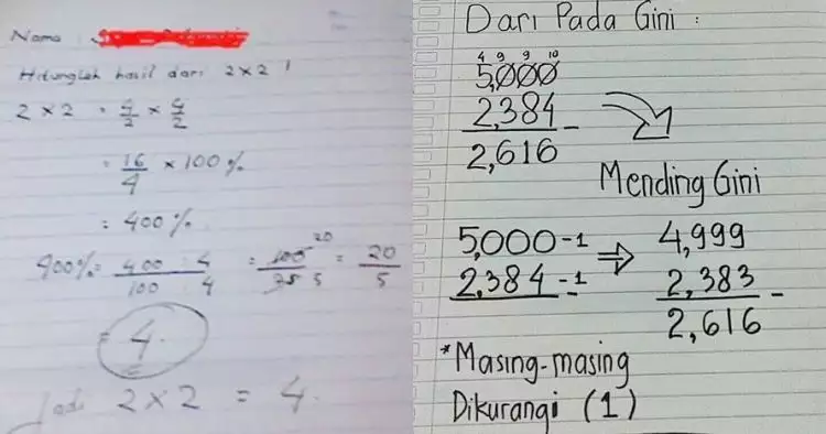 10 Rumus matematika buatan siswa ini endingnya bikin tercengang