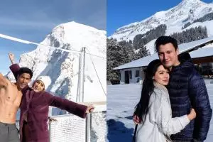 Ini momen romantis 7 pasangan seleb menikmati salju di Swiss