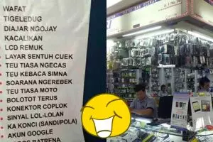 Spanduk tukang servis HP ini bikin mikir dua kali, kocak banget