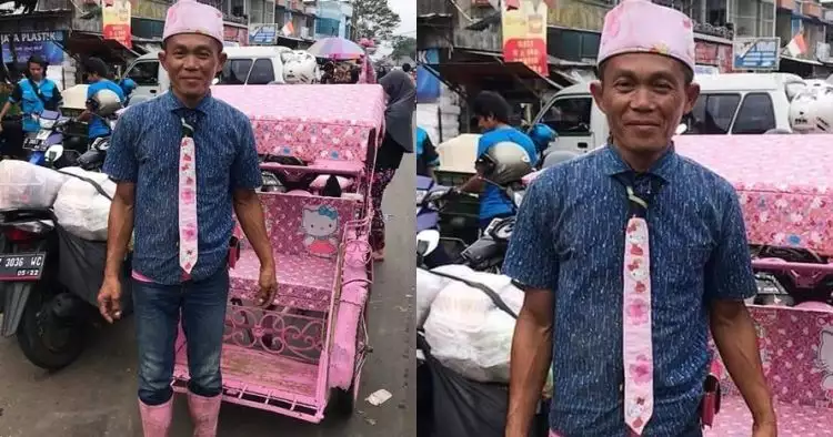 Becak bertema Hello Kitty di Tasikmalaya ini viral, serba pink