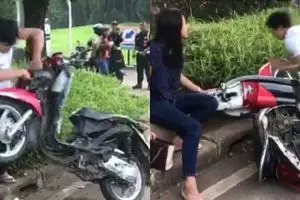 Ojek online beri kejutan cewek motornya dirusak saat ditilang