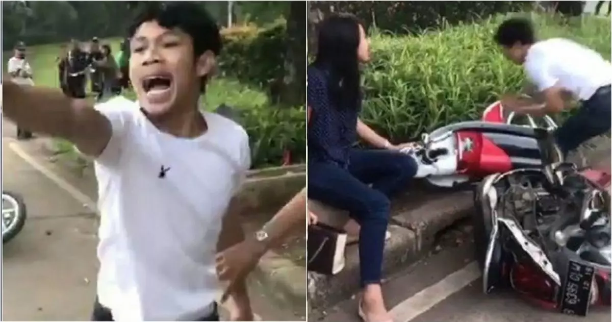 13 Editan video pria rusak motor saat ditilang, konyol banget