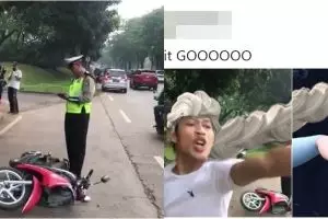 20 Editan foto tangan pria rusak motor saat ditilang, kocak abis