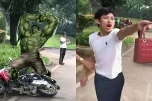15 Editan foto momen pria rusak motornya saat ditilang kocak pol