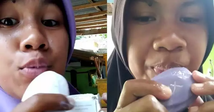 Wanita ini jilati sabun batang bukannya es krim, aksinya viral