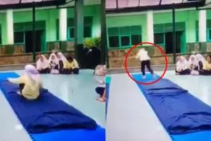 Sukses rolling depan dua kali, cewek ini malah bernasib apes