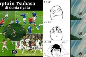 10 Meme lucu tendangan Captain Tsubasa ini bikin nyengir sendiri