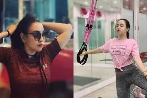 10 Potret Salmafina saat olahraga TRX, awas bikin salah fokus