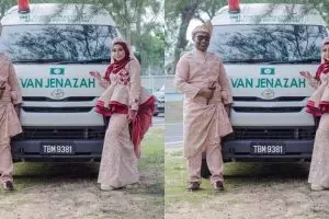 Pasangan foto pernikahan pakai mobil jenazah, alasannya tak terduga