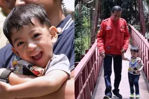 10 Gaya Jokowi momong cucu di Kebun Raya, aksi Jan Ethes bikin gemas