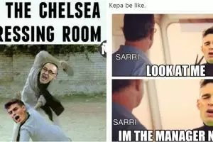 10 Meme lucu saat kiper Chelsea menolak diganti, timnya pun kalah
