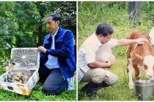 9 Beda gaya refreshing Jokowi & Prabowo, punya ciri khas